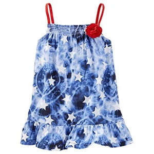 OshKosh B'gosh Girl's Tie Dyed Star's Smocked Tiered Dress; Blue (Kids 12) - Picture 1 of 1