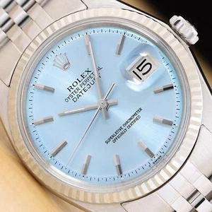 ROLEX DATEJUST ICE BLUE 36MM 18K WHITE GOLD STEEL MENS JUBILEE WATCH - Picture 1 of 7