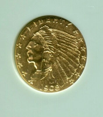 1908 $2.5 INDIAN MS66 QUARTER EAGLE GOLD COIN MS-66 BEAUTIFUL FIRST YEAR ! - Image 1 of 4