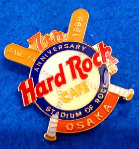 OSAKA JAPAN 7th ANNIVERSARY CROSSED BASEBALL BATS LOGO 1999 Hard Rock Cafe PIN - Picture 1 of 1