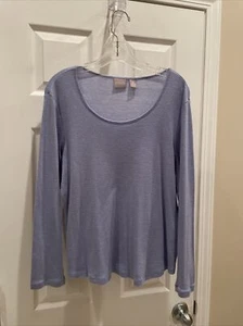 Chicos Damen Gr. 2 Pull Over Top Bluse wunderschön lila Glitzer Langarm - Bild 1 von 3