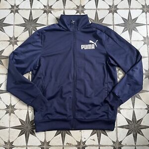 Puma Mens Fulll Zip Navy Blue Casual Logo Track Top Jacket Size Large