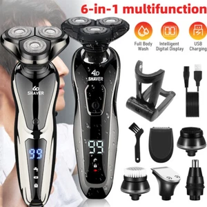 Afeitadora Eléctrica 6IN1 Hombres Maquinilla de Afeitar Rotativa Kit de Afeitado para Barba Recortadora en Seco Húmedo - Imagen 1 de 31
