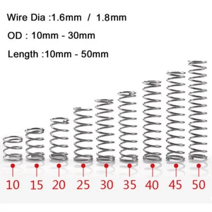 10Pcs 304 Stainless Steel Compression Springs, 1.6/1.8mm Wire, OD 10mm-30mm - Picture 1 of 4