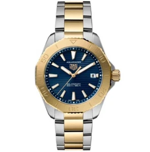 TAG Heuer Aquaracer Blue Dial 18K Gold Plated solar Men's Watch WBP1120.BB0002 - Picture 1 of 2