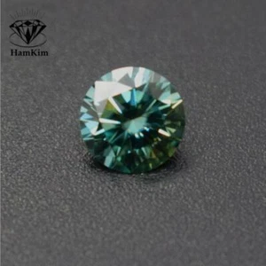 6.5mm 1CT Moissanite Blue Green Round Cut Gem Loose Gemstone W GRA Certified - Picture 1 of 4