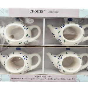 Pfaltzgraff Teapot Napkin Ring Holder Set - Picture 1 of 11