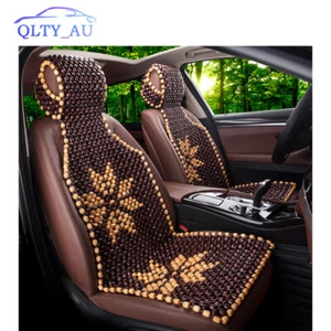 Natural Wooden Beaded Car Seat Cover Coffee&Beige Massage Cool Comfort Cushion - Picture 1 of 5