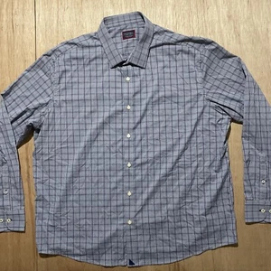 Camicia Untuckit blu quadri bottoni davanti manica lunga uomo taglia XXXL - Foto 1 di 6