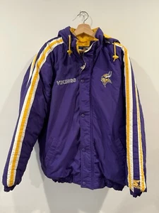 Chaqueta de iniciación vintage de los años 90 Minnesota Vikings - mediana - acolchada con cremallera con capucha - Imagen 1 de 6