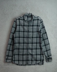 All Saints Flannel Shirt Mens Small Black Brown Spradin LS Checked Button Down - Picture 1 of 10