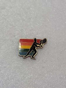 Vintage Badminton Rainbow Olympic Games Enamel Gold Toned Pin Single Clutch Back - Picture 1 of 4