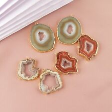 Mix Color Geode Slice Gold Electroplated DIY Connectors Making Jewelry 3 Pairs