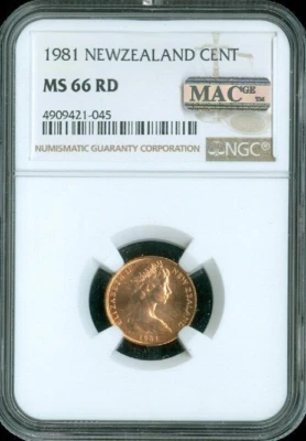 1981 New Zealand Cent NGC MS66 RD Quality - Image 1 of 2