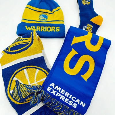 Golden State Warriors  scarfs  Beanie and New Socks size 6-12 - Image 1 of 4
