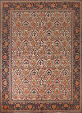 Vegetable Dye Vintage Hand-made Wool Biidjjar Area Rug 9x11 Floral Ivory Carpet