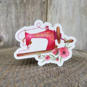 Vintage Nähmaschinenaufkleber rosa rot wasserdicht Blumen Quilter Näher - Bild 1 von 7
