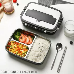Porta Pranzo Acciaio Inox Termico Isolante Bento Contenitore Alimenti Cucchiaio Bacchetta - Foto 1 di 11