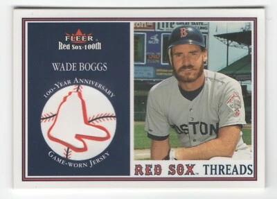 WADE BOGGS Fleer Threads Boston Red Sox 100th Ann Jersey Card No Patch ERROR - Image 1 of 2