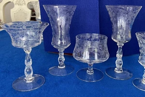 Cambridge-Chantilly geätzte Kristallgläser: Eistee, Wein, Champagner, Cocktails - Bild 1 von 11