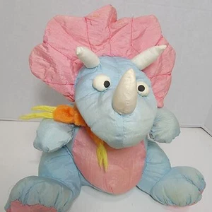 Chosun Dinosaur Plush Puffy Vintage 90s Triceratops Toy Blue Toys Retro Puffer - Picture 1 of 6