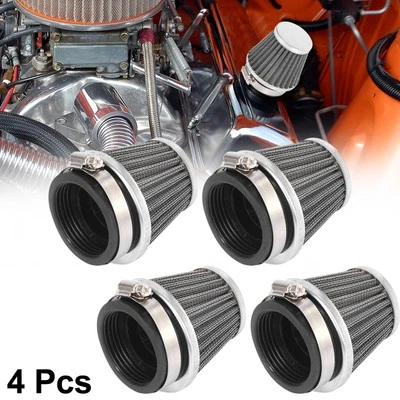 4 Stück Universal Motorrad Luftfilterreiniger Rund Konisch 50mm Schwarz - Bild 1 von 4