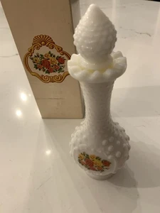 Jarrón vintage de vidrio Avon Hobnail Bud rosas colonia 4,75 fl oz sin usar con caja - Imagen 1 de 14