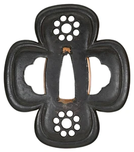 Japanische Tsuba Higo, Kuyomon durchbrochen Edo Ära Zertifikat - Bild 1 von 4