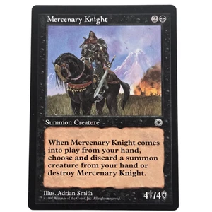 MTG Mercenary Knight Portal POR Rare Black Summon Creature Magic the Gathering - Picture 1 of 2
