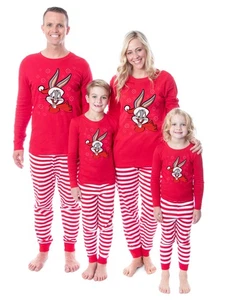 Looney Tunes Bugs Bunny Weihnachten enge Passform Familie Pyjama Set (Kind, 6) - Bild 1 von 4