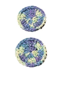 NEW set of 2 crochet handmade dish scrubbers 3 inches cotton nylon - Picture 1 of 2