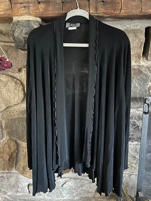 Slinky Brand 1X Black Open Draped Cardigan Wrap  Duster Pre-owned - Image 1 of 3
