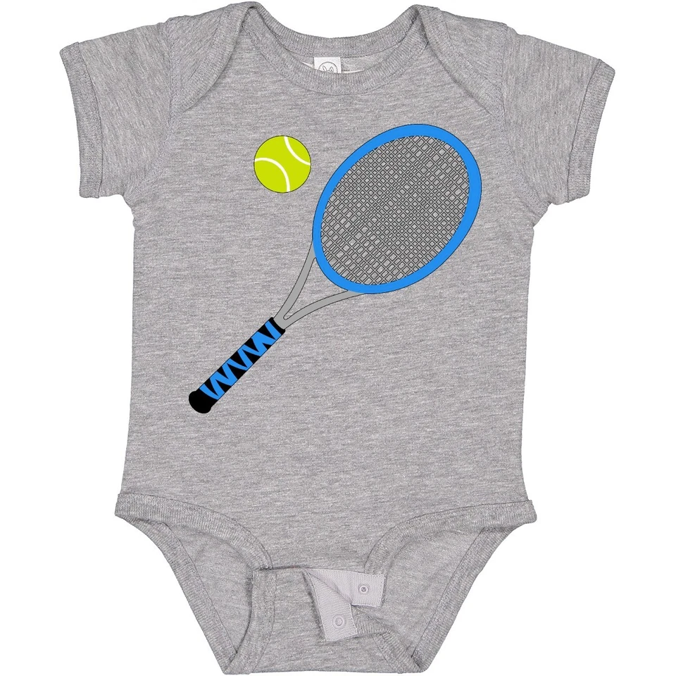 Raqueta de tenis azul Inktastic y pelota bebé body deporte partido jugador Foto 1 de 1