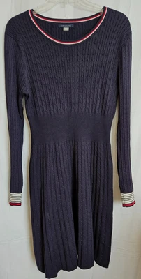 TOMMY HILFIGER WOMENS SWEATER L/S KNIT DRESS RED,WHITE AND BLUE SIZE LARGE #4699 - Image 1 of 4