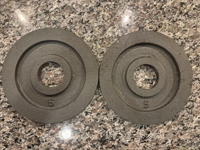 Par de 2 placas de peso vintage Olympic Cast de 5 lb Foto 1 de 4