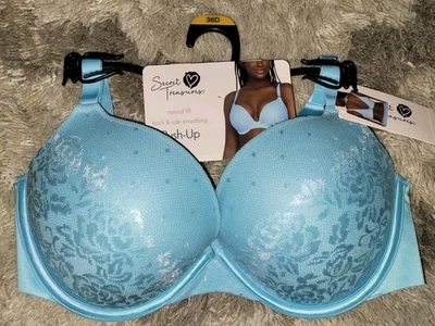 Secret Treasures 全新蓝色蕾丝聚拢文胸钢圈粘结女式 36D 码  — 第 1/4 张图片