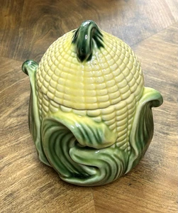 Bote de MAÍZ 6.5" Stanford Pottery EE. UU. Tarro de galletas mayólica vintage - Imagen 1 de 11