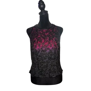 Cecily Brown Silk Beaded Halter Top Ombre Size M Black Pink Formal Evening - Picture 1 of 10