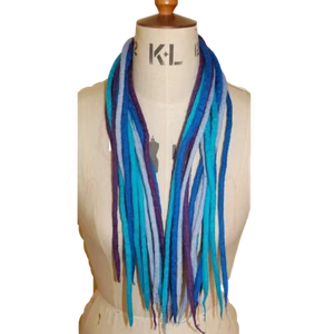 Blue Combo Dreadlocks - 16 Handmade Felted Merino Wool Dread Extensions - Picture 1 of 6