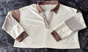 Altar'd State Size XL Crop Oversize Sweatshirt Blake Cropped Polo Pullover Nwot - Picture 1 of 8
