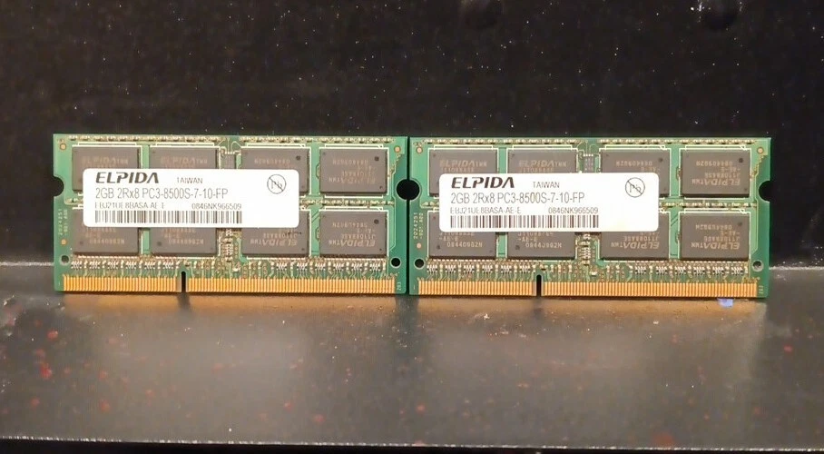 Elpida 4GB (2x2GB) 2Rx8 PC3-8500S DDR3-1600 Laptop SODIMM RAM Memory for HP - Image 1 of 4