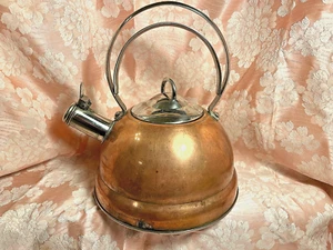 IL MULINO New York 2 QT Copper & Stainless StoveTop Whistling TEA KETTLE Teapot - Picture 1 of 11