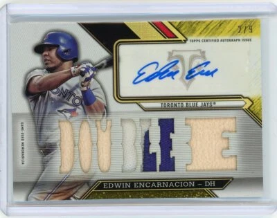 2016 Topps Triple Threads "Double" Patch Auto Edwin Encarnacion #2/9 - Image 1 of 2