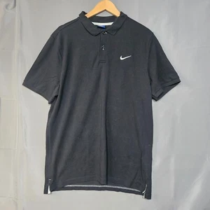 Nike Polo Shirt Mens XL Black Short Sleeve Swoosh Embroidery - Picture 1 of 10