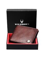 Genuine Leather Mens Brown Wallet Slim Bi-fold Wallets For Men ID Window RFID