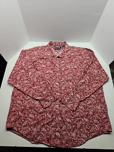 Men's Panhandle Slim Pearl Snap Red Paisley Western Long Sleeve Shirt Size XXL - Picture 1 of 9