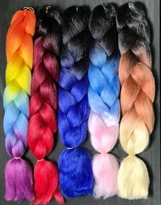 24" Braiding Ombre Rainbow Jumbo Braids Hair Extensions Synthetic Any Color UK - Picture 1 of 20