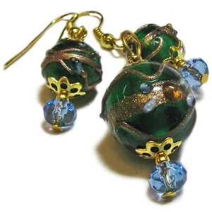 Precioso juego de pendientes y colgantes de vidrio verde - Imagen 1 de 20