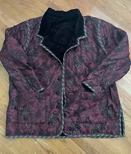 Koos of Course Reversible Black/Burgundy Paisley Size 2X Cotton Jacket - Picture 1 of 10