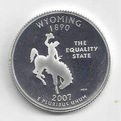 2007 S Silver Proof WYOMING Quarter - 90% Silver - Image 1 of 2